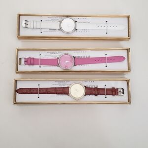 Manhattan Women’s Watches Bundle – 3 Watches w/ Boxes Pink, White, & Brown